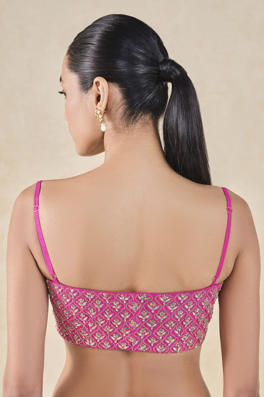 Anushna Gota Patti Silk Choli - Pink, Hot Pink, image 2